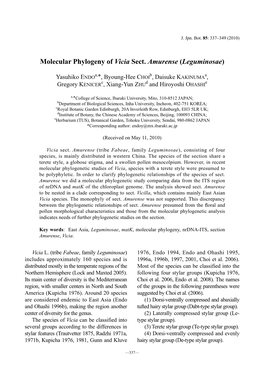 Molecular Phylogeny of Vicia Sect. Amurense (Leguminosae)