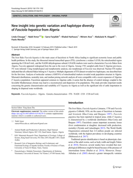 New Insight Into Genetic Variation and Haplotype Diversity of Fasciola Hepatica from Algeria