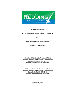 City of Redding Wastewater Treatment Division 2018 Pretreatment Program