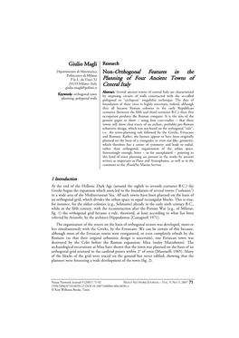 Non-Orthogonal Features in the Planning of Four Ancient Towns Of