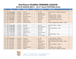 2019-20 Season SUPL Fixtures