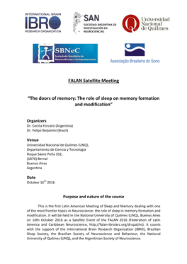 FALAN Satellite Meeting “The Doors of Memory