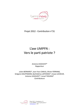 L'axe UMPFN : Vers Le Parti Patriote ?