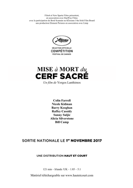 CERF SACRÉ Un Film De Yorgos Lanthimos