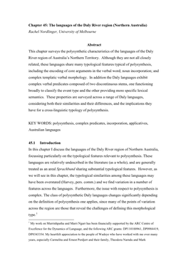 The Languages of the Daly River Region (Northern Australia) Rachel Nordlinger, University of Melbourne