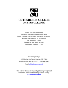 Gutenberg College 2014-2015 Catalog