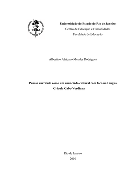 Universidade Do Estado Do Rio De Janeiro Centro De Educação E Humanidades Faculdade De Educação