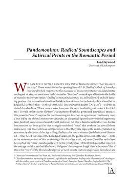 Pandemonium: Radical Soundscapes and Satirical Prints in the Romantic Period Ian Haywood University of Roehampton