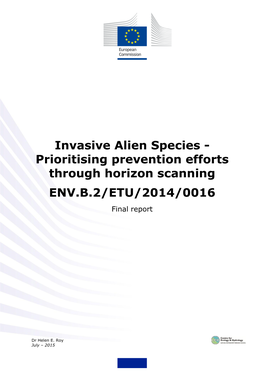 Invasive Alien Species - Prioritising Prevention Efforts Through Horizon Scanning