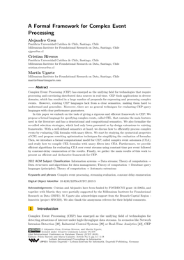 A Formal Framework for Complex Event Processing