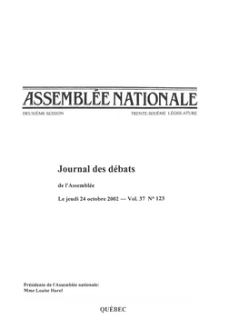 Assemblee Nationale Deuxième Session Trente-Sixième Législature