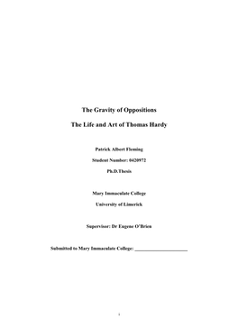 The Gravity of Oppositions the Life and Art of Thomas Hardy