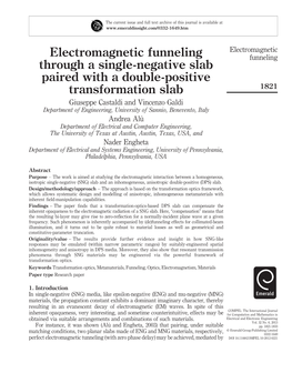 Electromagnetic Funneling Through a Single-Negative Slab Paired with a Double-Positive Transformation Slab