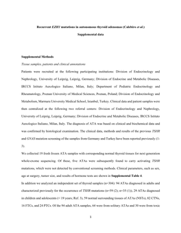 1 Recurrent EZH1 Mutations in Autonomous Thyroid Adenomas