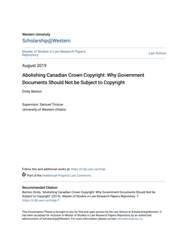 Why Government Documents Should Not Be Subject to Copyright