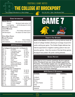 Brockport Is 5-2 in Seven Meetings All-Time Against Utica. Brockport Has