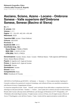 Valle Superiore Dell'ombrone Sanese, Senese (Bacino Di Siena)