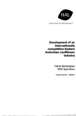 Development of an Internationally Competitive Eastern Australian Cauliflower Industry