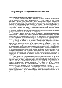 LAS DOS TACTICAS DE LA CONTRARREVOLUCION EN CHILE Guerra Civil O Masacre Civil