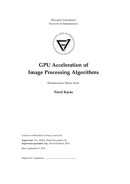 GPU Acceleration of Image Processing Algorithms