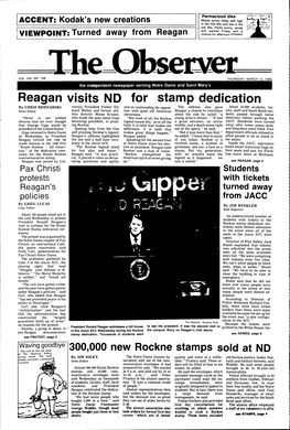 Reagan Visits NO for Stamp Dedication