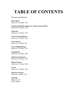 START FUNDAMENTALS/EMBRYOLOGY/LOW VISION/TRAUMA (Aka FELT)