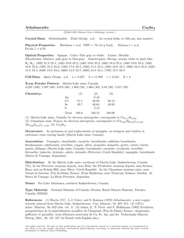 Athabascaite Cu5se4 C 2001-2005 Mineral Data Publishing, Version 1