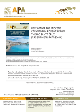 Revision of the Miocene Caviomorph Rodents from the Río Santa Cruz (Argentinean Patagonia)