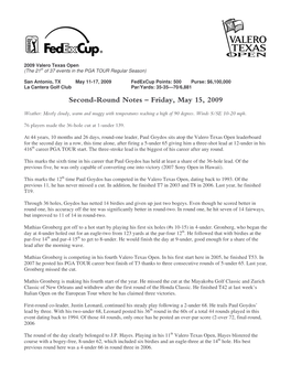 Second-Round Notes – Friday, May 15, 2009