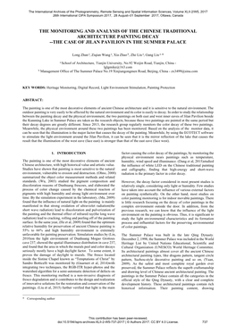 The Monitoring and Analysis of the Chinese Traditional Architecture Painting Decay --The Case of Jilan Pavilion in the Summer Palace