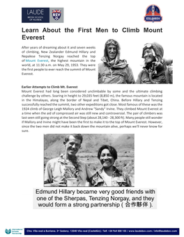 Learn About the First Men to Climb Mount Everest