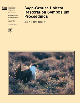 Sage-Grouse Habitat Restoration Symposium Proceedings; 2001 June 4–7, Boise, ID