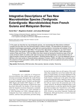 Integrative Descriptions of Two New Macrobiotidae Species (Tardigrada: Eutardigrada: Macrobiotoidea) from French Guiana and Malaysian Borneo