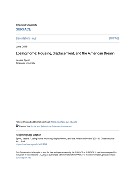 Housing, Displacement, and the American Dream