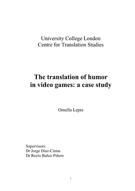 The Translation of Humor in Video Games: a Case Study