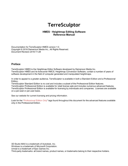 Terresculptor Reference Manual