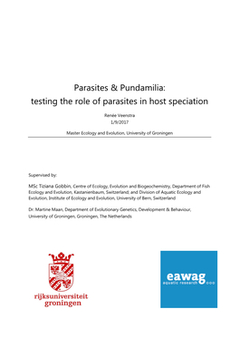 Parasites & Pundamilia: Testing the Role of Parasites in Host Speciation
