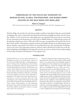 Chronology of the Ocean Bay Tradition on Kodiak Island, Alaska: Stratigraphic and Radiocarbon Analysis of the Rice Ridge Site (Kod-363) Robert E