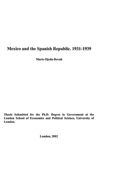Mexico and the Spanish Republic. 1931-1939