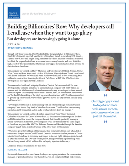 Building Billionaires' Row: Why Developers Call Lendlease When