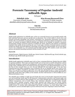 Forensic Taxonomy of Popular Android Mhealth Apps