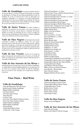 Vino Tinto – Red Wine Valle De Santo Tomas