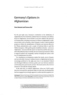 Germany's Options in Afghanistan