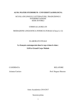 CHAPITRE III Grand Corps Malade : La Poésie En Musique