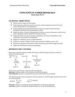 CONCEPTS in ENDOCRINOLOGY Emma Jakoi, Ph