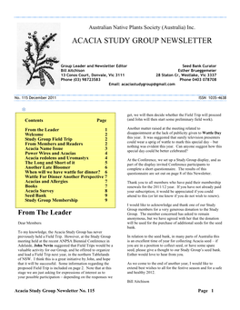 Acacia Study Group Newsletter