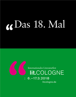 Das 18. Mal Das Programm Der Lit.Kid.COLOGNE Hinweise Finden Sie Ab >> 103