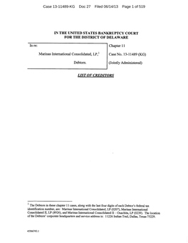 Case 13-11489-KG Doc 27 Filed 06/14/13 Page 1 of 519 Case 13-11489-KG Doc 27 Filed 06/14/13 Page 2 of 519 Case 13-11489-KG Doc 27 Filed 06/14/13 Page 3 of 519