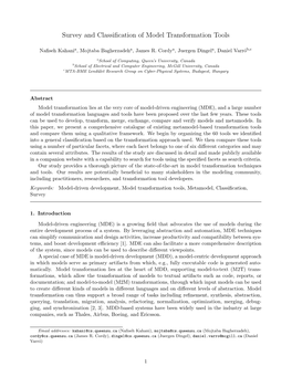 Survey and Classification of Model Transformation Tools