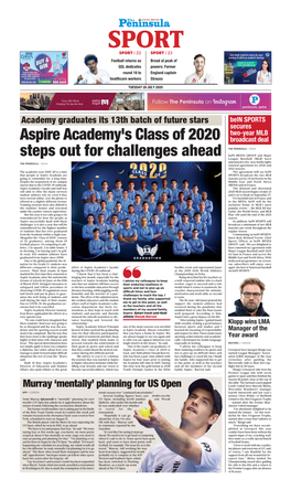 Aspire Academy's Class of 2020 Steps out for Challenges Ahead